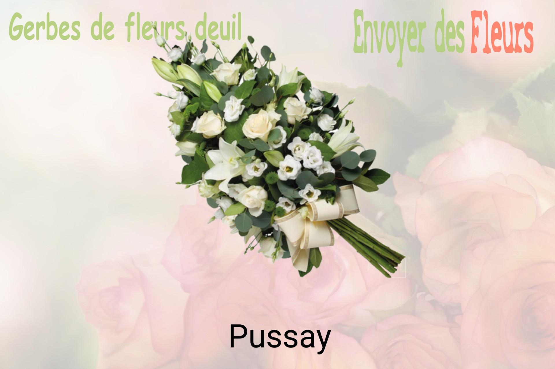 Gerbe de fleurs de deuil livrée à Pussay